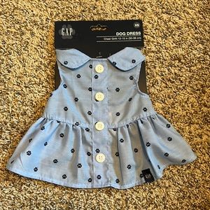 Gap Pet, Dog and Cat Clothes, Chambray Paw Print Gap Dog Dress, Blue, XS